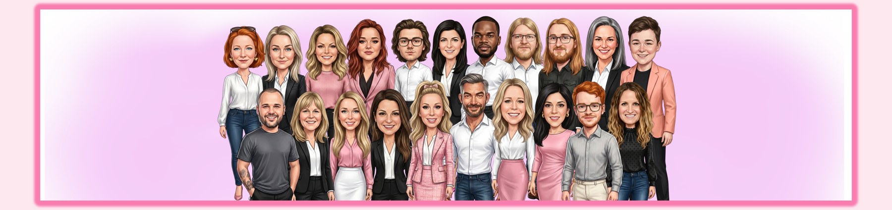 Custom caricatures of the Search Perfect team